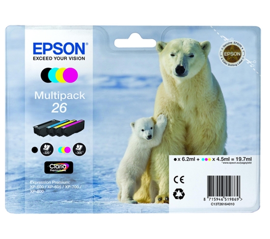 Komplet tinta Epson 26 (C13T26164010) (BK/C/M/Y), original