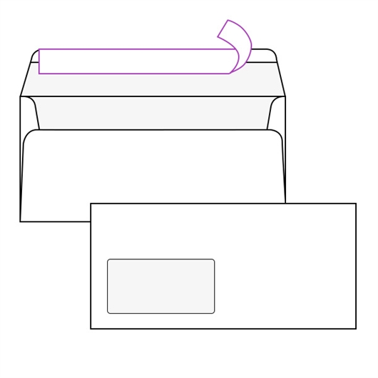 Kuverta American, 230 x 110 mm, s lijevim prozorom, 500 komada