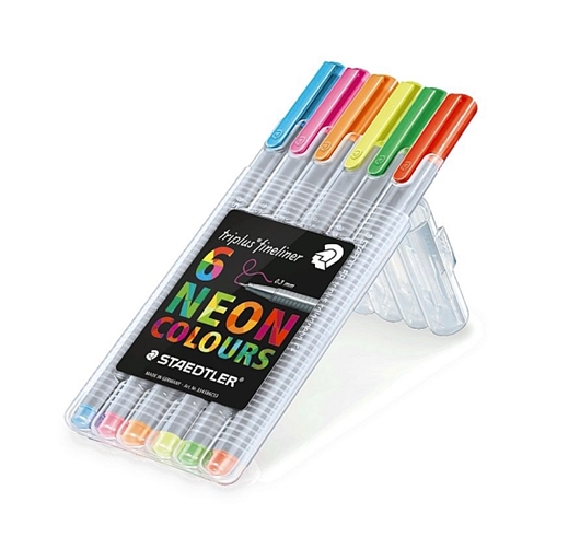 Flomasteri Staedtler Fineliner Triplus, neon, 6 kom