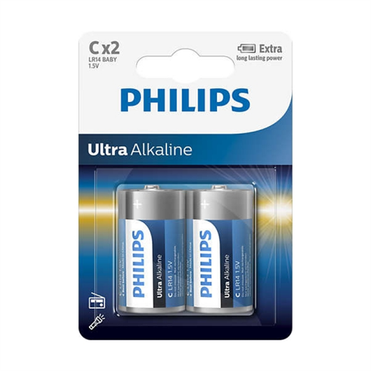 Baterija Philips Ultra Alkaline C-R14, 2 komada