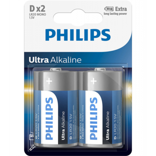 Baterija Philips Premium Alkaline D-R20, 2 komada