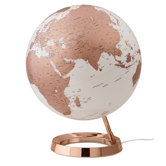 Globus Metal Copper, 30 cm, sa svjetlom, engleski