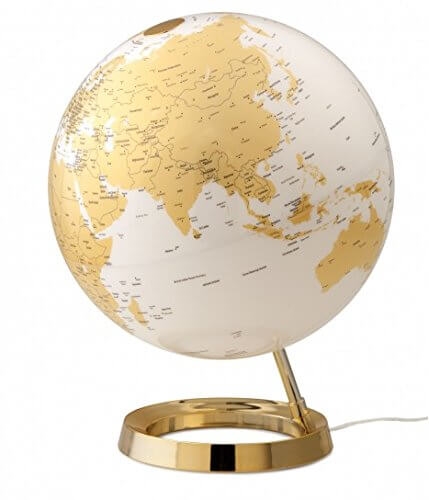 Globus Metal Gold, 30 cm, sa svjetlom, engleski