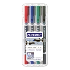 Marker Staedtler Lumocolor Permanent Duo 348 WP4, okrugli vrh, 4 komada