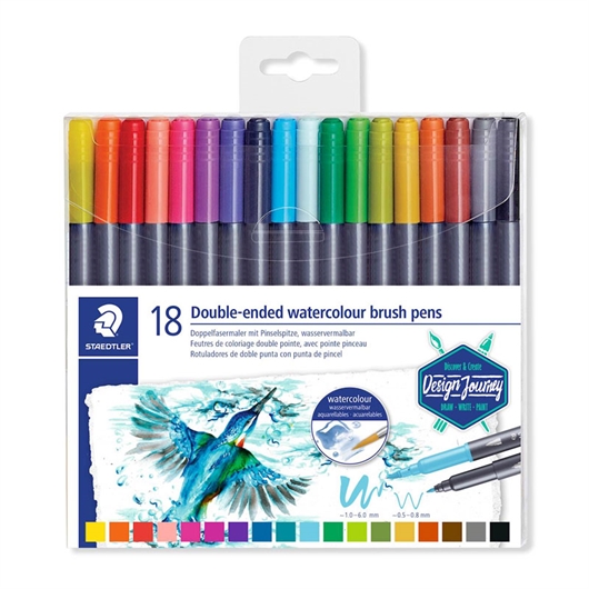 Flomaster Staedtler akvarel Desgn Journey, obostrani, 18 komada