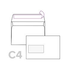 Kuverta C4, 229 x 324 mm, s lijevim prozorom, 50 komada