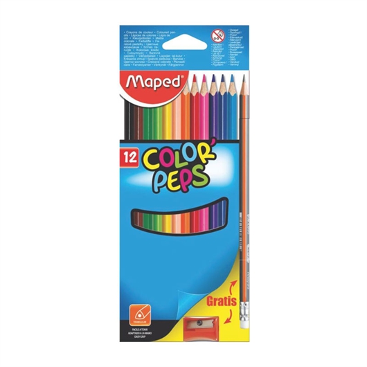 Bojice Maped Color'peps, 12 komada, grafitna olovka + Šiljilo GRATIS