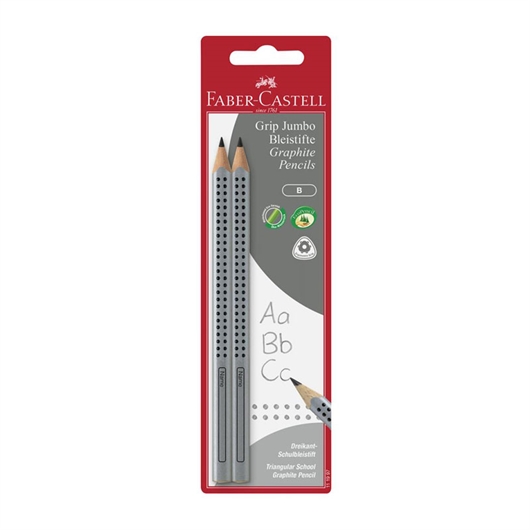 Grafitna olovka Faber-Castell Grip Jumbo, 2 komada, siva