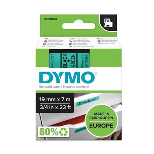 Traka Dymo D1 458090, 19 mm / 7 m (crna/zelen), original