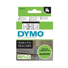 Traka Dymo D1 43610, 6 mm / 7 m (crna/prozirna), original