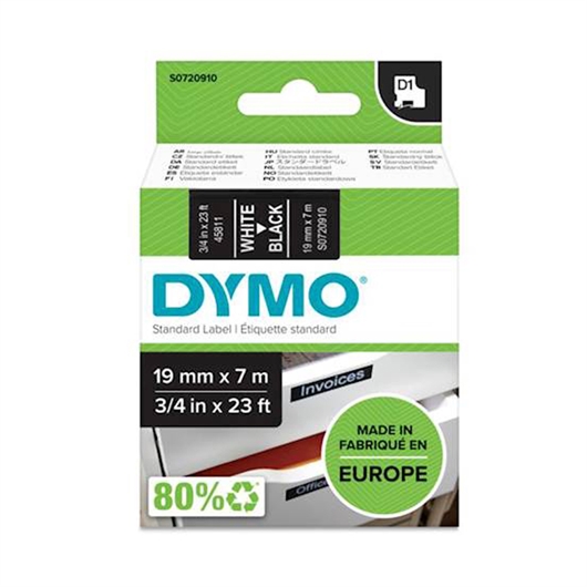 Traka Dymo D1 45811, 19 mm / 7 m (bijela/crna), original