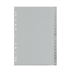 Pregrada kartonska 1-20 A4 PP, siva