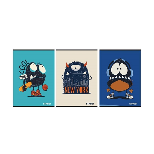 Bilježnica A4 Street Monsters, bezcrta, 54 lista, sortirano, 1 kom
