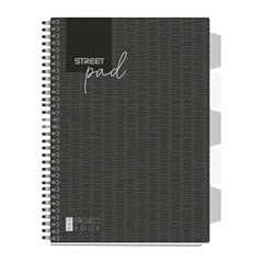 Bilježnica A4 Street Pad Black sa spiralom 1R PR, crte, 100 lista