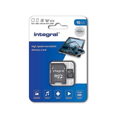 Memorijska kartica Integral Micro SDHC/XC V10 UHS-I U1, 16 GB + adapter
