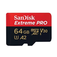 Memorijska kartica SanDisk Extreme Pro Micro SDXC UHS-I C10 U3, 200 MB/s, 64 GB + SD adapter