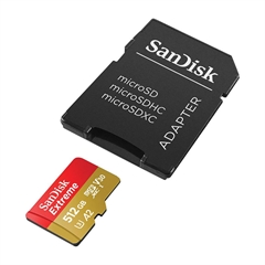 Memorijska kartica SanDisk Extreme Micro SDXC UHS-I C10 U3, 190 MB/s, 512 GB + SD Adapter