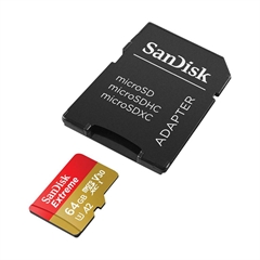 Memorijska kartica SanDisk Extreme Micro SDXC UHS-I C10 U3, 190 MB/s, 64 GB + SD Adapter