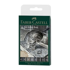 Flomasteri Faber-Castell Pitt, crno sivi, 8 komada