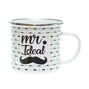 Šalica Mr. Ideal, emajlirana, bijela