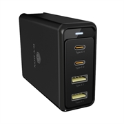 Zidni punjač Icybox PD/GaN, 4 ulaza, 100 W, crni