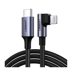Kabal za punjenje  Ugreen, USB-C na Apple Lightning 90°, 1.5 m, crno sivi