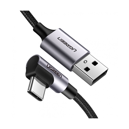 Kabal za punjenje Ugreen, USB-A na USB-C 90°, 0.9 m, crno sivi