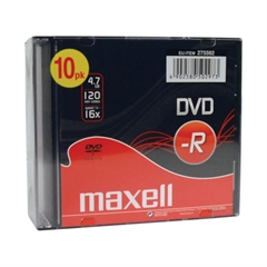 DVD-R medij Maxell 4,7GB, 16x, 5 mm hutije, 10 kom