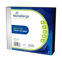 DVD-R medij MediaRange 4,7GB, 16x, u kutiji,5 komada