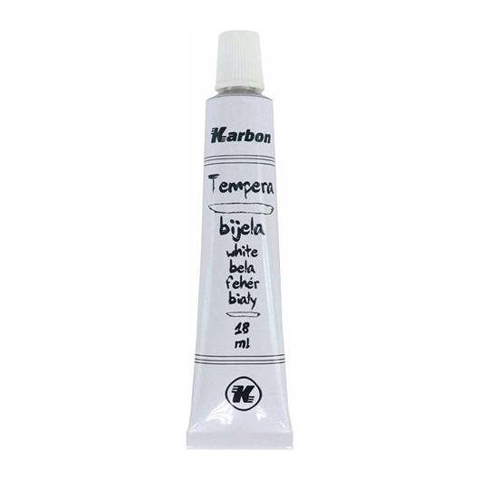 Tempera boja Karbon, u tubi, bijela, 18 ml