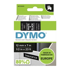 Traka Dymo D1 45021, 12 mm/7m (bijela/crna), original