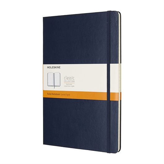 Dnevnik Moleskine XL, tvrde korice, plava - crte