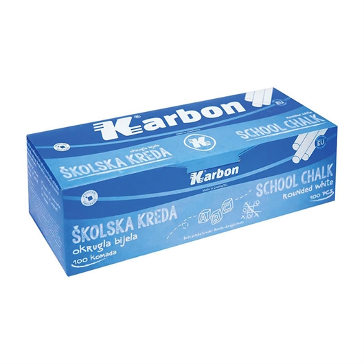 Školska kreda Karbon, okrugla, bijela, 100 komada