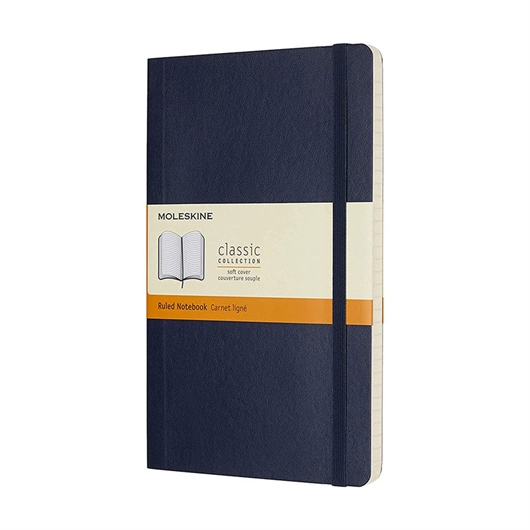 Bilježnica Moleskine LG s mekanim koricama, safirno plava – crte