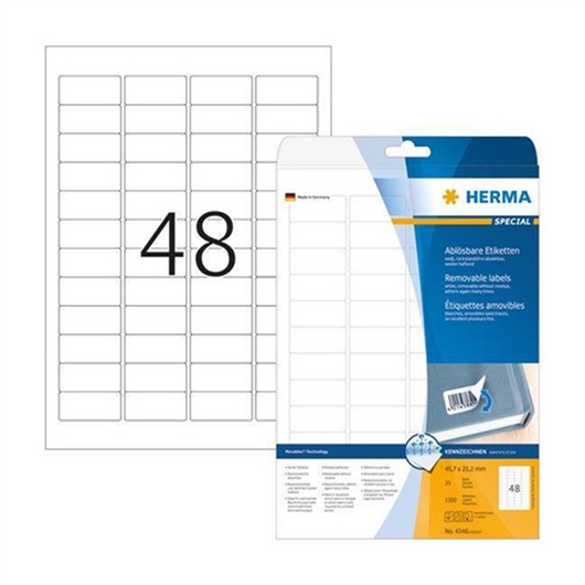 Samoljepljive naljepnice Superprint Herma 4346, (45 x 21,2 mm), 25/1
