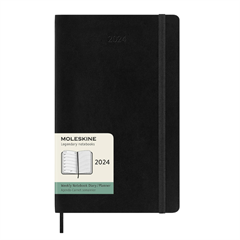 Planer Moleskine 2024, tjedni, L, mekane korice, crna