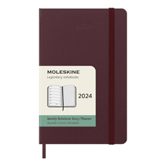 Planer Moleskine 2024, tjedni, džepni, trde korice, bordo crvena
