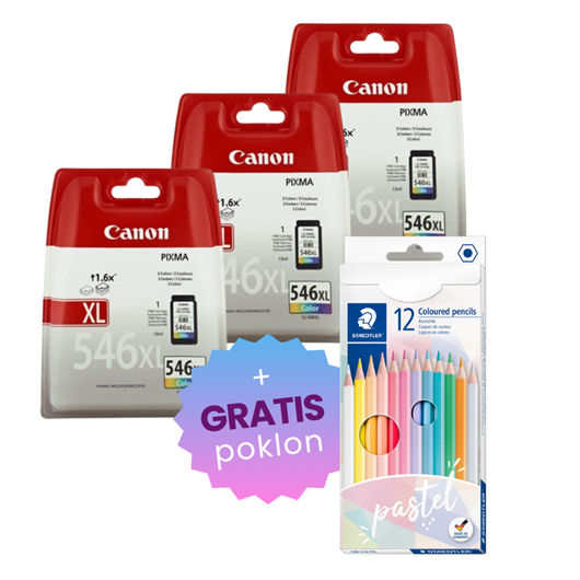 Komplet tinta Canon CL-546 XL (boja), original, 3 komada + GRATIS POKLON