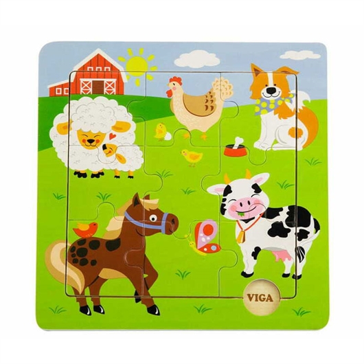 Slagalica Viga Životinje sa farme, 9 komada