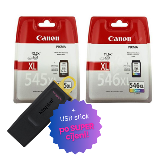 Komplet tinta Canon PG-545XL + CL-546XL, original + USB stick po SUPER cijeni