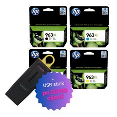 Komplet tinta HP nr.963 XL (BK/C/M/Y), original + USB stick po SUPER cijeni