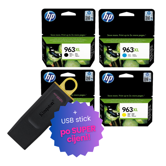 Komplet tinta HP nr.963 XL (BK/C/M/Y), original + USB stick po SUPER cijeni