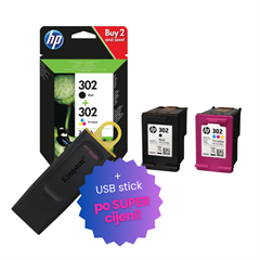 Tinta HP X4D37AE (nr.302 BK + nr.302 CMY), dvostruko pakiranje, original + USB stick po SUPER cijeni