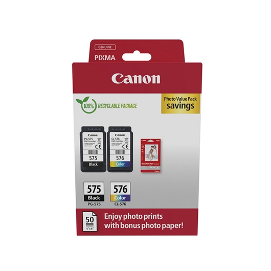 Komplet tinta Canon PG-575 + CL-576, original + foto papir
