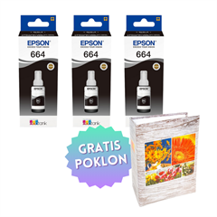 Komplet bočica za Epson C13T66414A (crna), original, 3 komada + GRATIS POKLON