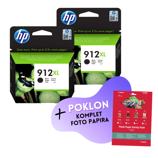 Komplet tinta HP 3YL84AE nr.912XL (crna), original, 2 komada + GRATIS POKLON