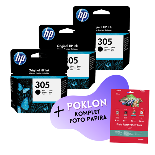 Komplet tinta HP 3YM61AE nr.305 (crna), original, 3 komada + GRATIS POKLON