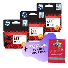 Komplet tinta HP CZ109AE nr.655 (crna), original, 3 komada + GRATIS POKLON