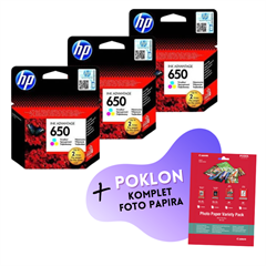 Komplet tinta HP CZ102AE nr.650 (boja), original, 3 komada + GRATIS POKLON