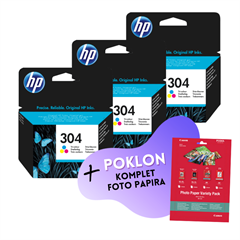 Komplet tinta HP N9K05AE nr.304 (boja), original, 3 komada + GRATIS POKLON